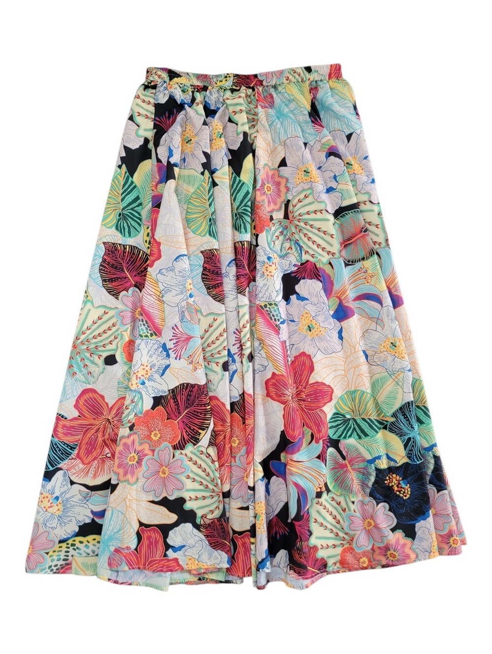 Christian Siriano Maxi Skirt Tropical Floral Hibiscus Island Resort Vacation L